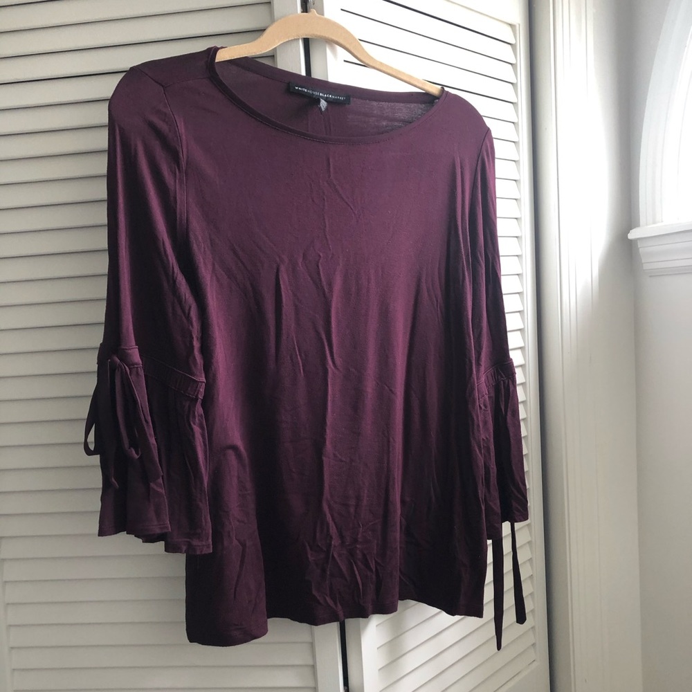 Maroon top with bow accent sleeves size medium